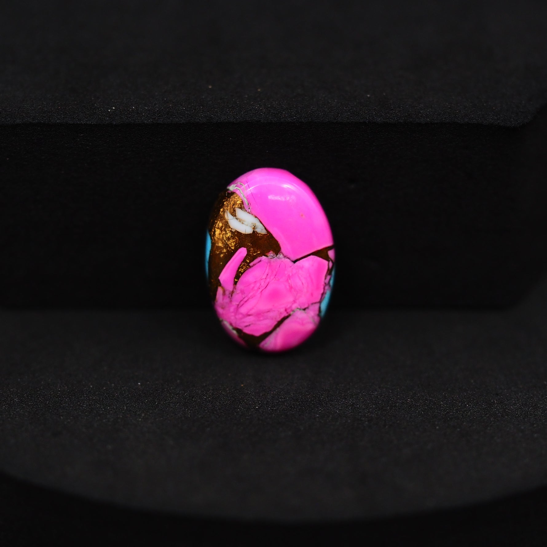 Natural Cotton Candy Turquoise Oval Cabochon 16x11x3mm 5.5ct - Pink & Blue Composite - Pedra Gems