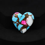 Natural Cotton Candy Turquoise 29x29x5mm Heart Cabochon 32ct - Blue, White & Pink Composite - Pedra Gems