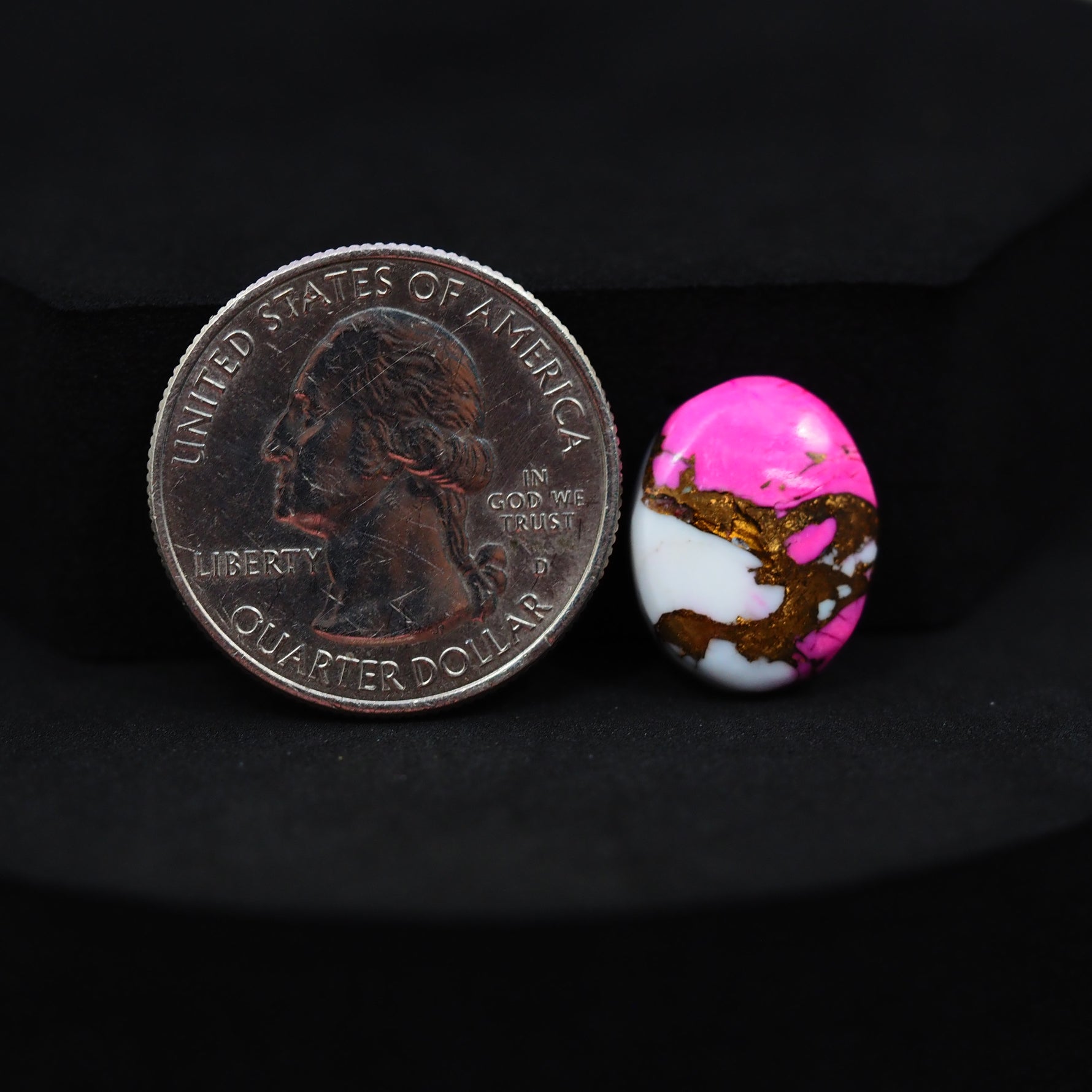 Natural Cotton Candy Turquoise Oval Cabochon 16x13x3mm 6.5ct - Pink & White Composite - Pedra Gems