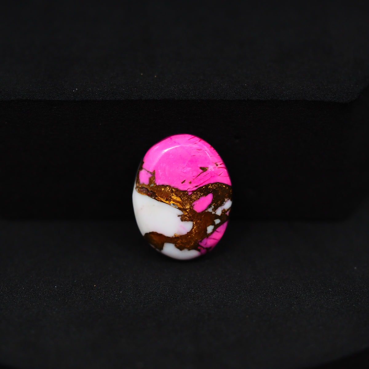 Natural Cotton Candy Turquoise Oval Cabochon 16x13x3mm 6.5ct - Pink & White Composite - Pedra Gems