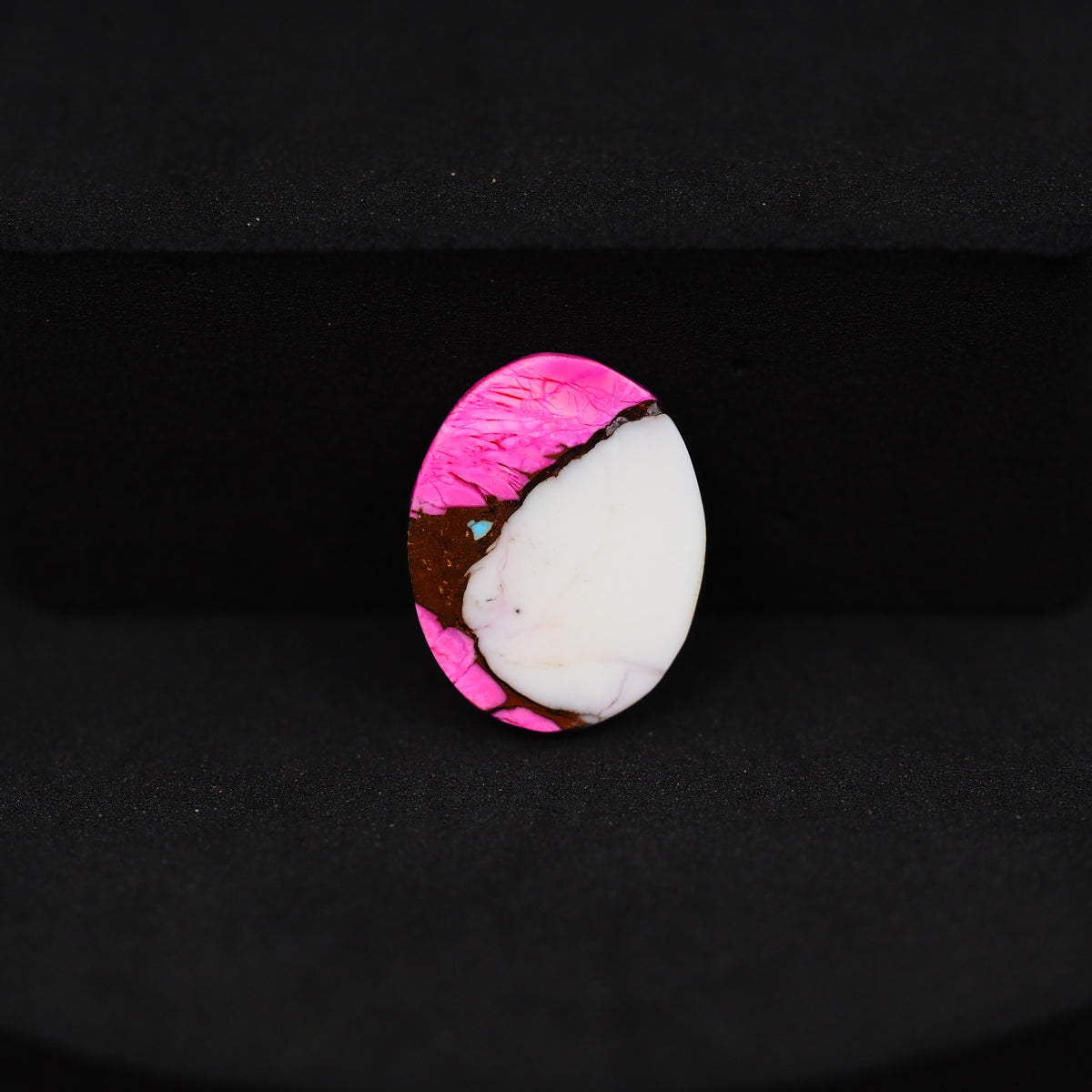 Natural Cotton Candy Turquoise Oval Cabochon 16x13x3mm 6.5ct - Pink & White Composite - Pedra Gems