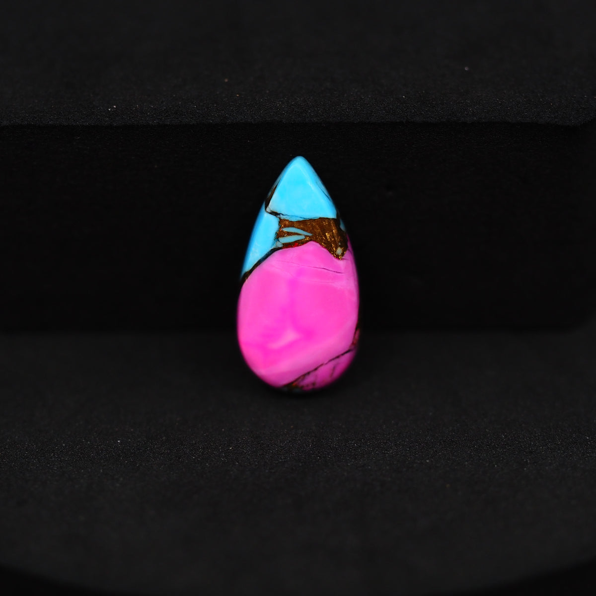 Natural Cotton Candy Turquoise Pear Cabochon 18x9x3mm 4.5ct - Blue & Pink Composite - Pedra Gems