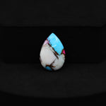 Natural Cotton Candy Turquoise Pear Cabochon 17x12x4mm 7ct - White, Blue & Pink Composite - Pedra Gems