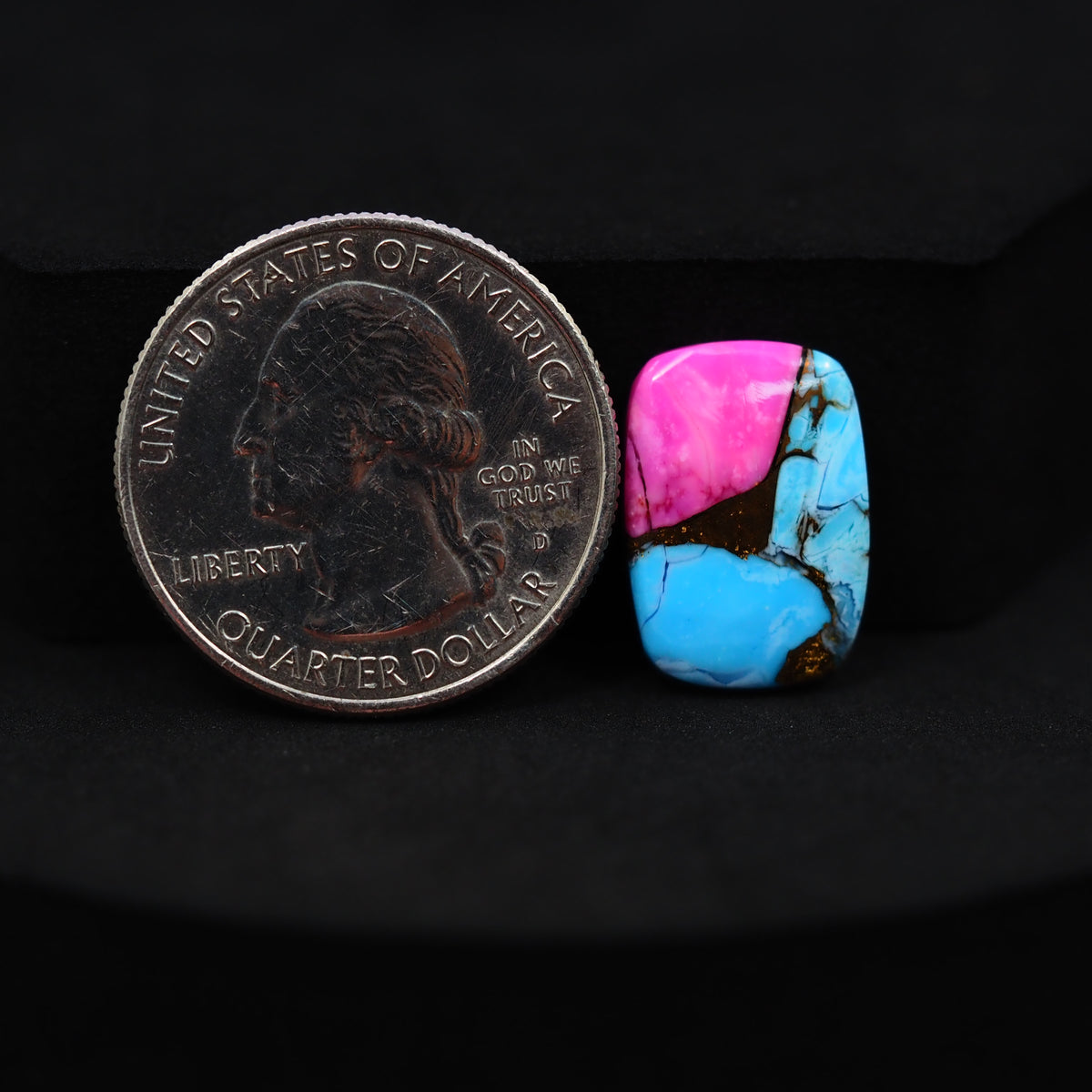 Natural Cotton Candy Turquoise Cushion Cabochon 17x12x3mm 7ct - Blue & Pink Composite - Pedra Gems
