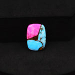 Natural Cotton Candy Turquoise Cushion Cabochon 17x12x3mm 7ct - Blue & Pink Composite - Pedra Gems