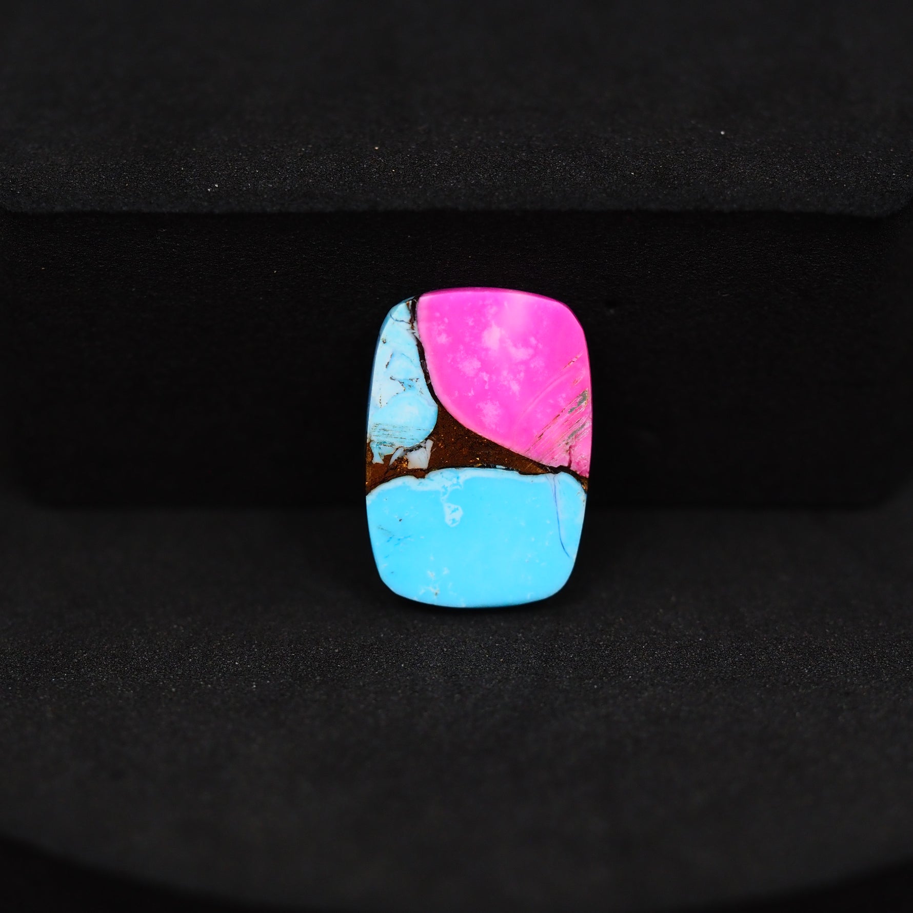 Natural Cotton Candy Turquoise Cushion Cabochon 17x12x3mm 7ct - Blue & Pink Composite - Pedra Gems