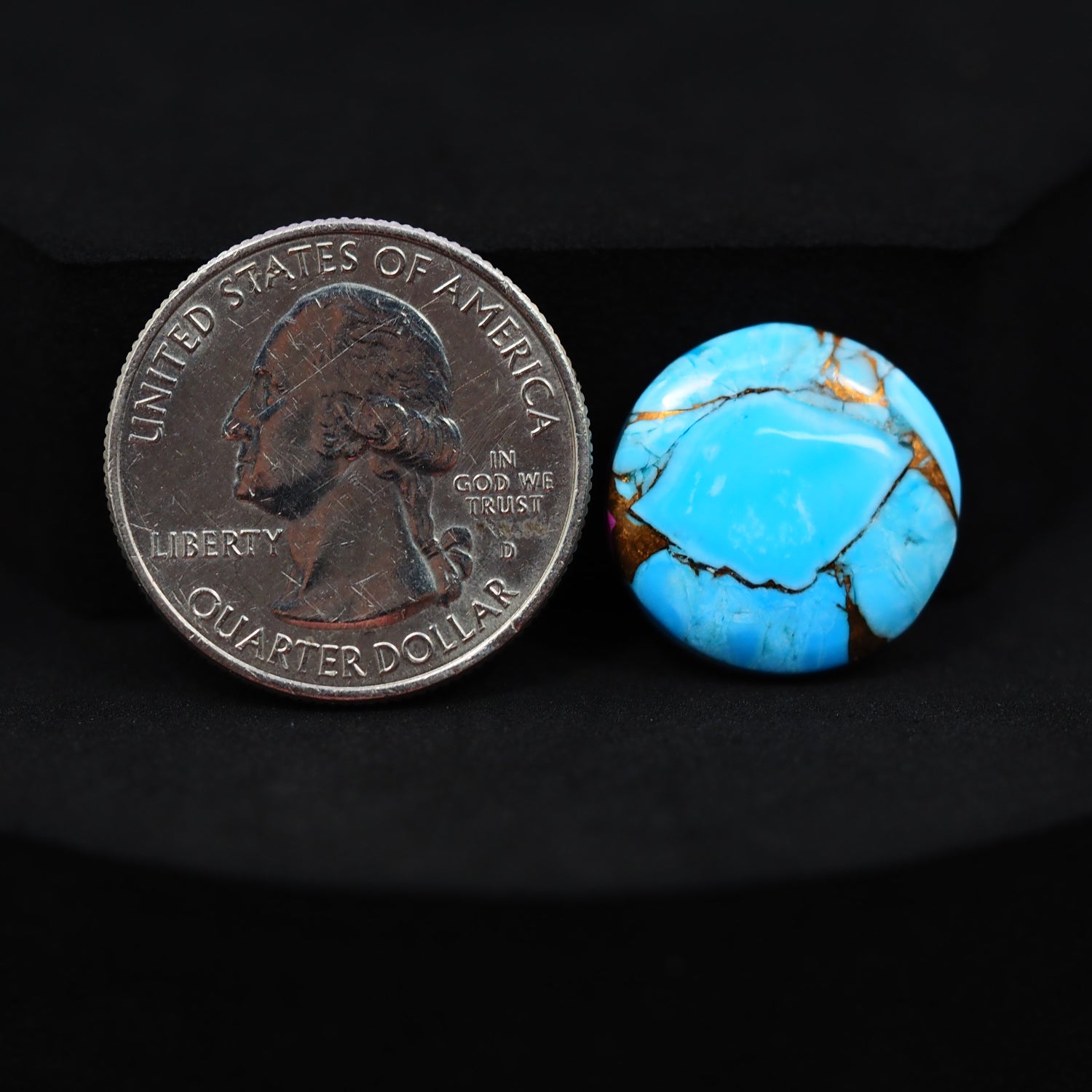 Natural Cotton Candy Turquoise Round Cabochon 17x17x4mm 10.5ct - Blue & Pink Composite - Pedra Gems