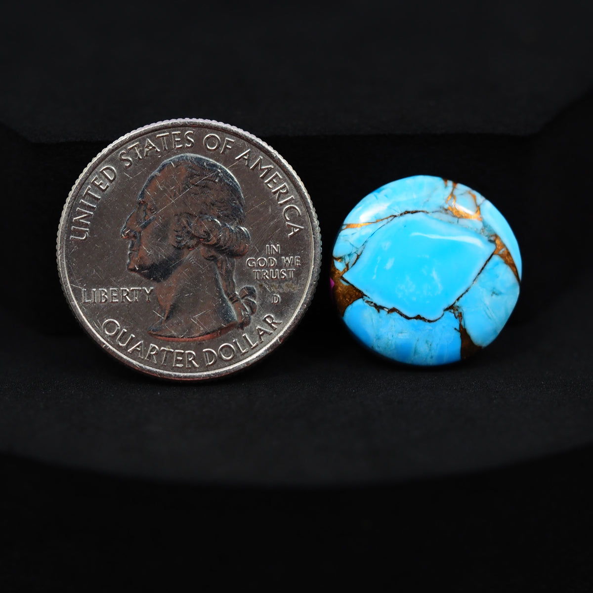 Natural Cotton Candy Turquoise Round Cabochon 17x17x4mm 10.5ct - Blue & Pink Composite - Pedra Gems