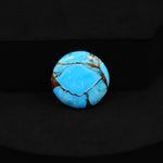 Natural Cotton Candy Turquoise Round Cabochon 17x17x4mm 10.5ct - Blue & Pink Composite - Pedra Gems