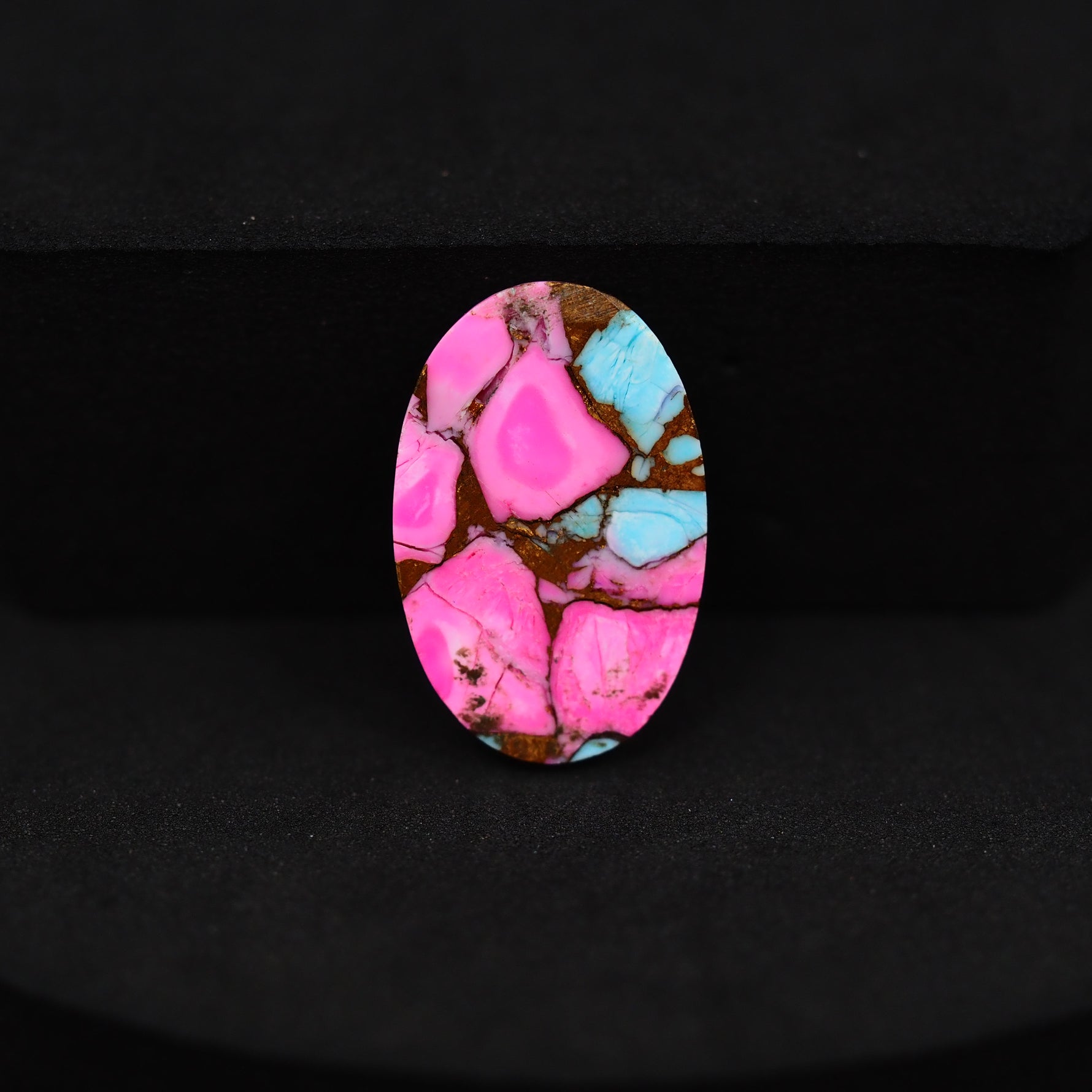 Natural Cotton Candy Turquoise Oval Cabochon 21x13x4mm 10.5ct - Pink & Blue Composite - Pedra Gems