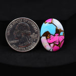 Natural Cotton Candy Turquoise Oval Cabochon 23x14x3mm 12ct - Blue, White & Pink Composite - Pedra Gems