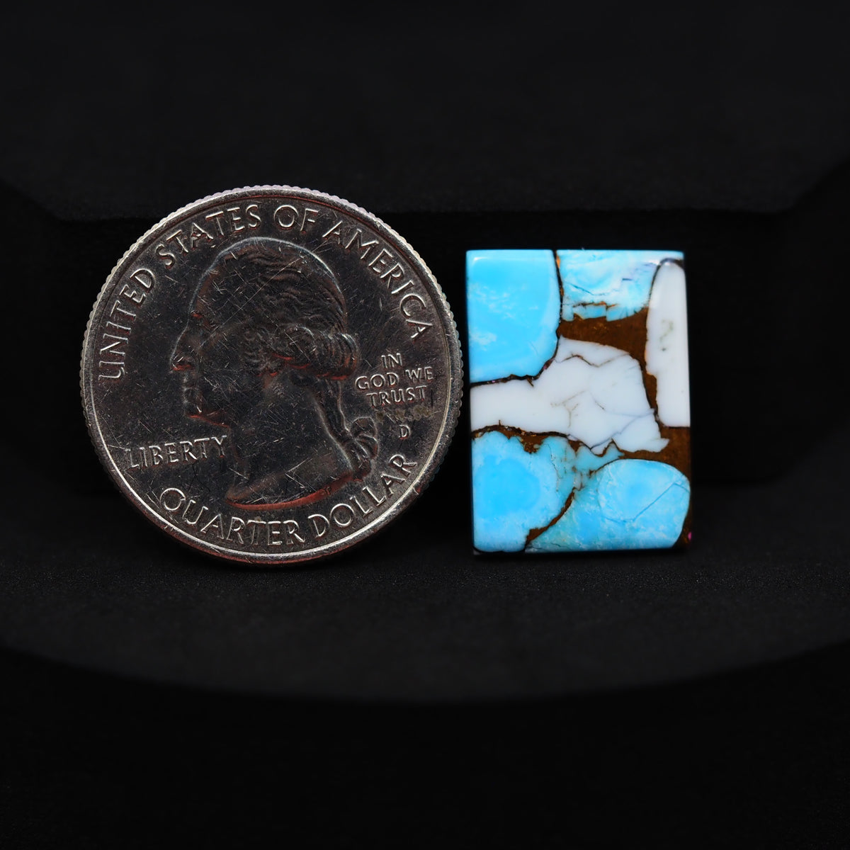Natural Cotton Candy Turquoise Rectangle Cabochon 19x14x2mm 8ct - Blue & White Composite - Pedra Gems