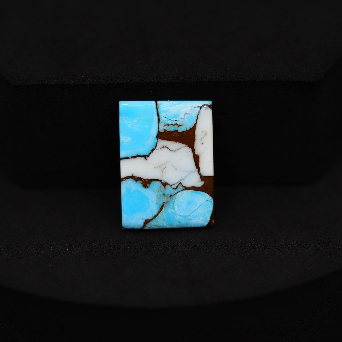 Natural Cotton Candy Turquoise Rectangle Cabochon 19x14x2mm 8ct - Blue & White Composite - Pedra Gems