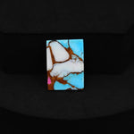 Natural Cotton Candy Turquoise Rectangle Cabochon 19x14x2mm 8ct - Blue & White Composite - Pedra Gems