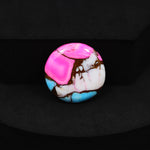 Natural Cotton Candy Turquoise Round Cabochon 20x20x4mm 17.5ct - Pink, White & Blue Composite - Pedra Gems