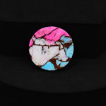Natural Cotton Candy Turquoise Round Cabochon 20x20x4mm 17.5ct - Pink, White & Blue Composite - Pedra Gems