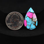 Natural Cotton Candy Turquoise Pear Cabochon 29x18x4mm 16.5ct - Blue, Pink & White Composite - Pedra Gems