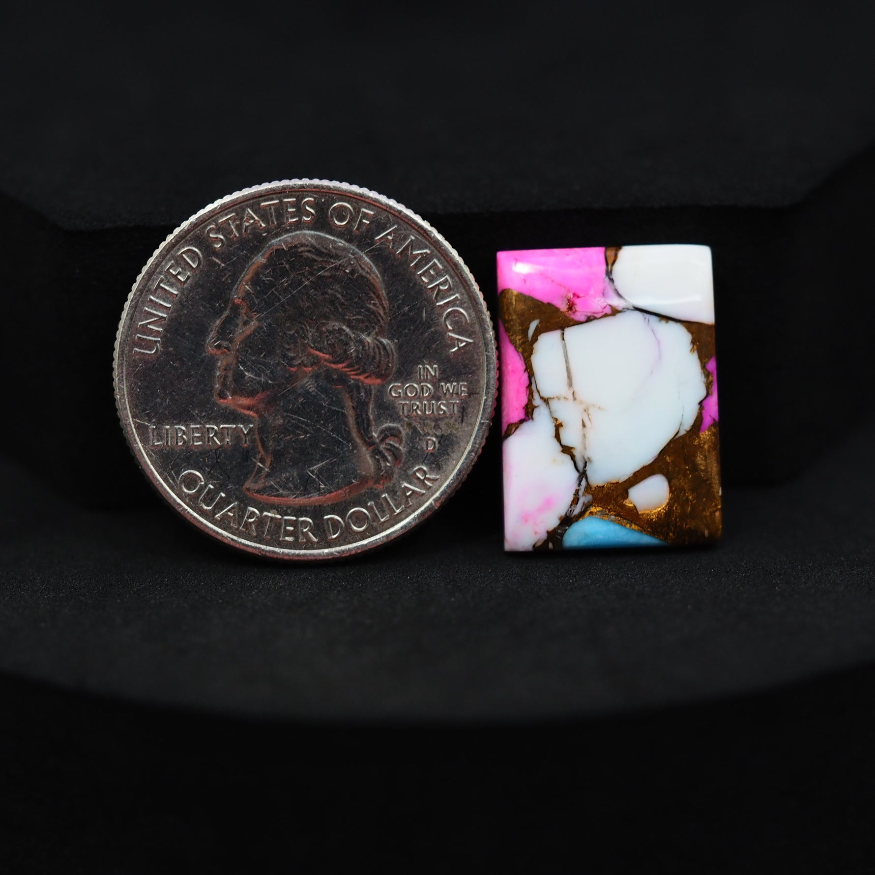 Natural Cotton Candy Turquoise Rectangle Cabochon 19x14x4mm 10ct - Pink, White & Blue Composite - Pedra Gems
