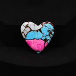 Natural Cotton Candy Turquoise 25x25x4mm Heart Cabochon 21.5ct - White, Blue & Pink Composite - Pedra Gems