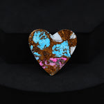 Natural Cotton Candy Turquoise 25x25x4mm Heart Cabochon 21.5ct - White, Blue & Pink Composite - Pedra Gems