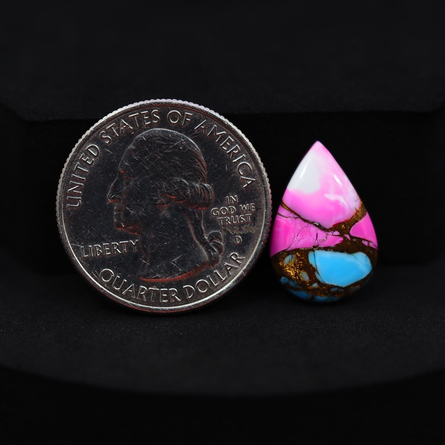 Natural Cotton Candy Turquoise Pear Cabochon 18x12x4mm 7.5ct - Pink, White & Blue Composite - Pedra Gems