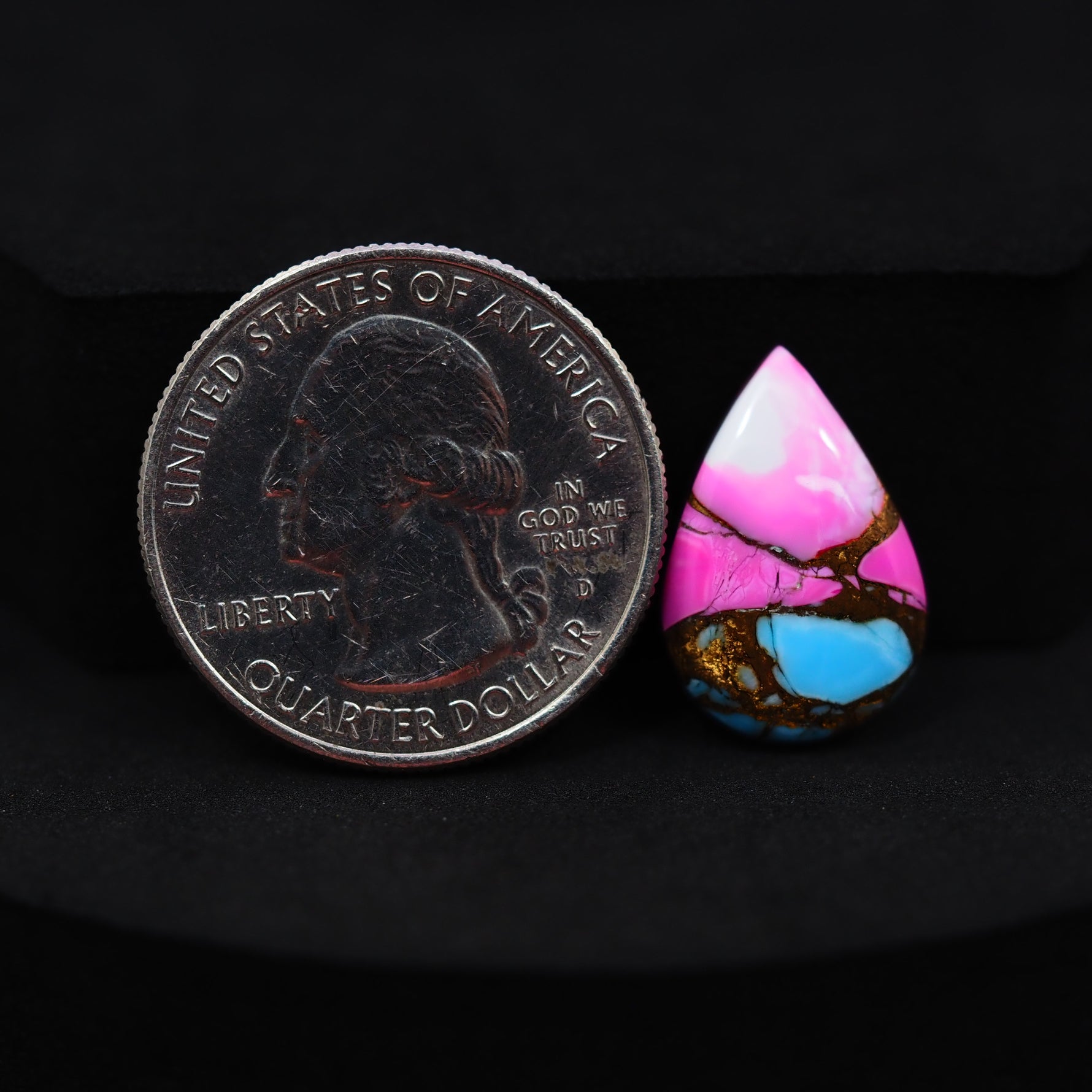 Natural Cotton Candy Turquoise Pear Cabochon 18x12x4mm 7.5ct - Pink, White & Blue Composite - Pedra Gems
