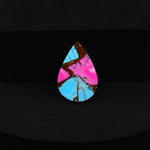 Natural Cotton Candy Turquoise Pear Cabochon 18x12x4mm 7.5ct - Pink, White & Blue Composite - Pedra Gems