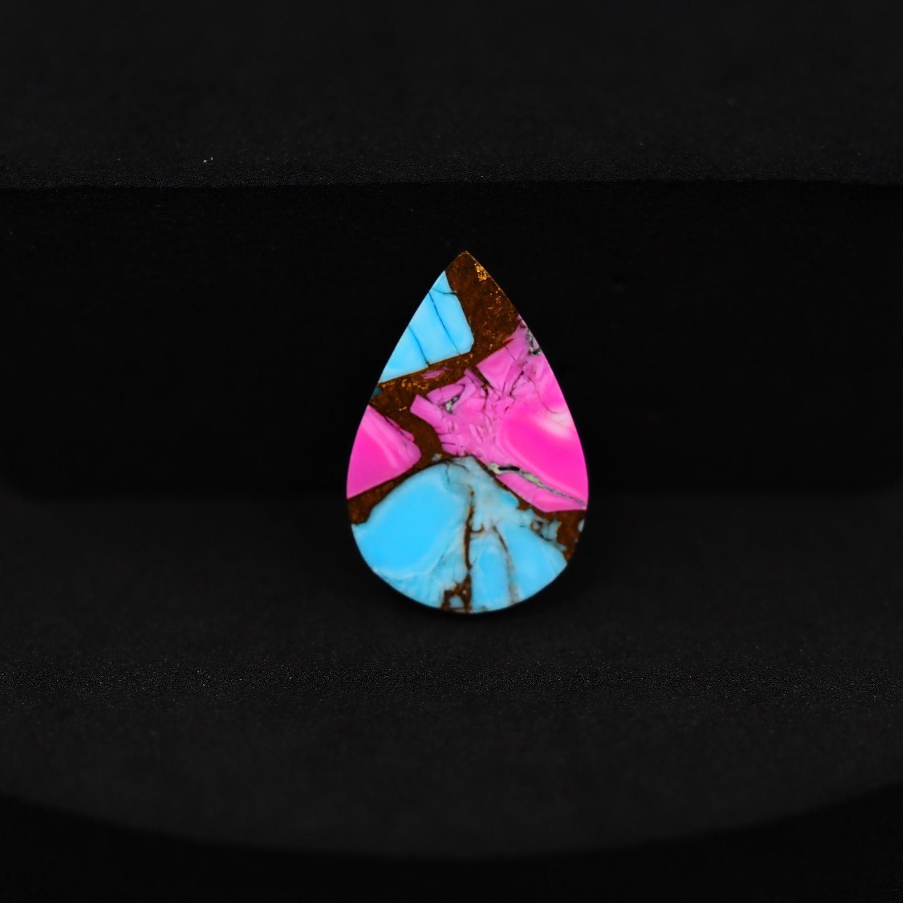 Natural Cotton Candy Turquoise Pear Cabochon 18x12x4mm 7.5ct - Pink, White & Blue Composite - Pedra Gems