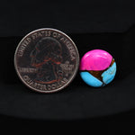 Natural Cotton Candy Turquoise Round Cabochon 14x14x3mm 5ct - Pink & Blue Composite - Pedra Gems