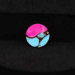 Natural Cotton Candy Turquoise Round Cabochon 14x14x3mm 5ct - Pink & Blue Composite - Pedra Gems