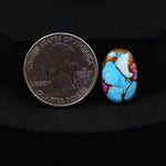 Natural Cotton Candy Turquoise Oval Cabochon 18x12x3mm 7ct - Blue, White & Pink Composite - Pedra Gems