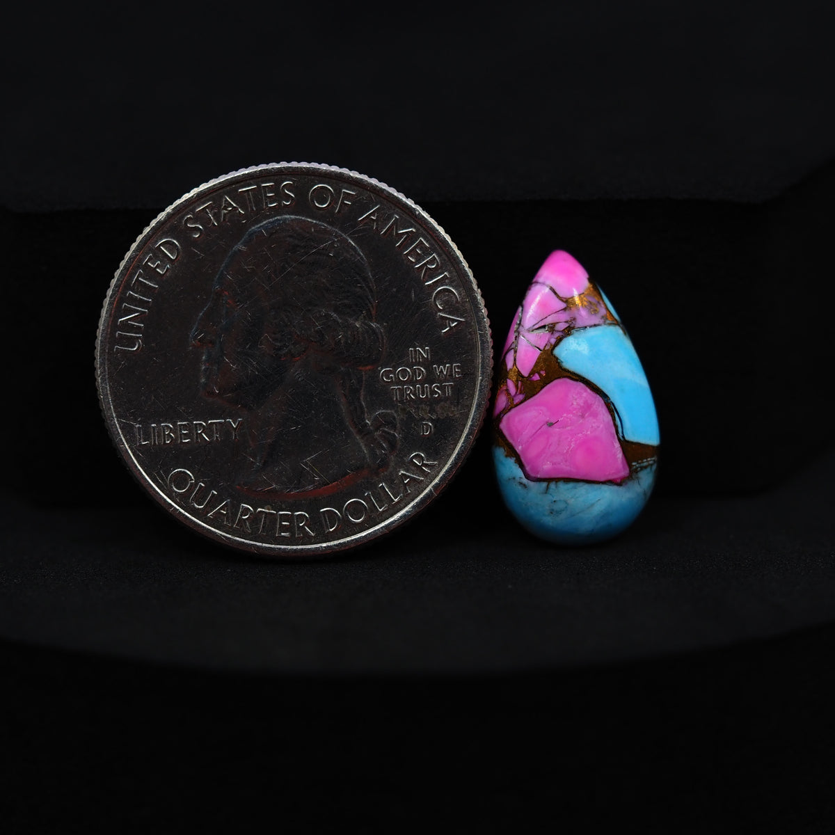 Natural Cotton Candy Turquoise 17x10x3mm Pear Cabochon 5.5ct - Pink & Blue Composite - Pedra Gems