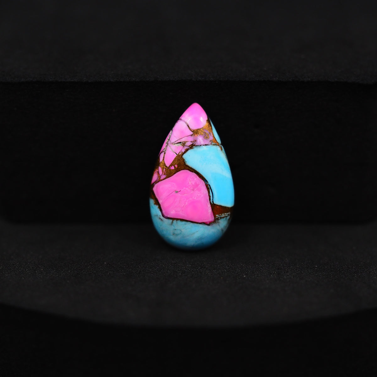 Natural Cotton Candy Turquoise 17x10x3mm Pear Cabochon 5.5ct - Pink & Blue Composite - Pedra Gems