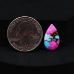 Natural Cotton Candy Turquoise 18x10x3mm Pear Cabochon 5.5ct - Pink, White & Blue Composite - Pedra Gems