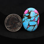 Natural Cotton Candy Turquoise 32x23x5mm Oval Cabochon 34ct - Blue & Pink Composite - Pedra Gems