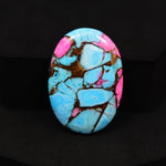 Natural Cotton Candy Turquoise 32x23x5mm Oval Cabochon 34ct - Blue & Pink Composite - Pedra Gems