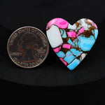 Natural Cotton Candy Turquoise 29x28x4mm Heart Cabochon 25.5ct - Pink, White & Blue Composite - Pedra Gems