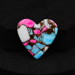 Natural Cotton Candy Turquoise 29x28x4mm Heart Cabochon 25.5ct - Pink, White & Blue Composite - Pedra Gems