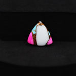 Natural Cotton Candy Turquoise 15x14x3mm Trillion Cabochon 6ct - White, Pink & Blue Composite - Pedra Gems