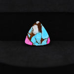 Natural Cotton Candy Turquoise 15x14x3mm Trillion Cabochon 6ct - White, Pink & Blue Composite - Pedra Gems