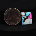 Natural Cotton Candy Turquoise 17x14x4mm Square Cabochon 12ct - White, Blue & Pink Composite - Pedra Gems