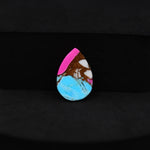 Natural Cotton Candy Turquoise 16x11x3mm Pear Cabochon 5.5ct - Blue & Pink Composite - Pedra Gems
