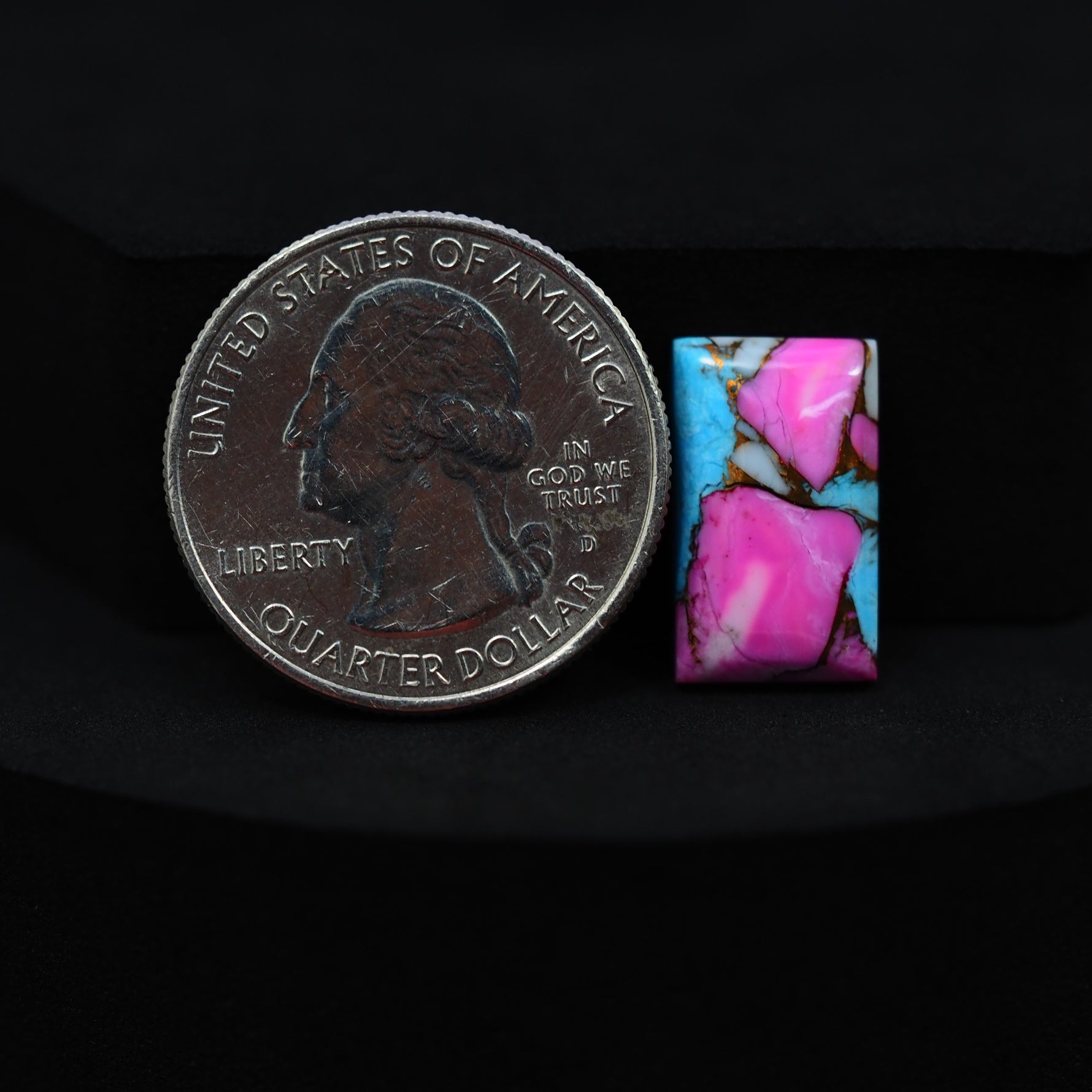 Natural Cotton Candy Turquoise 16x10x4mm Square Cabochon 7.5ct - Pink & Blue Composite - Pedra Gems