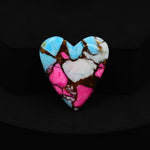 Natural Cotton Candy Turquoise 27x25x4mm Heart Cabochon 21.5ct - Blue, White & Pink Composite - Pedra Gems