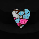 Natural Cotton Candy Turquoise 27x25x4mm Heart Cabochon 21.5ct - Blue, White & Pink Composite - Pedra Gems