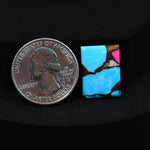 Natural Cotton Candy Turquoise 19x14x3mm Rectangle Cabochon 10ct - Blue, Pink & White Composite - Pedra Gems