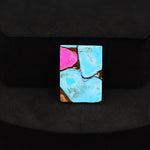 Natural Cotton Candy Turquoise 19x14x3mm Rectangle Cabochon 10ct - Blue, Pink & White Composite - Pedra Gems