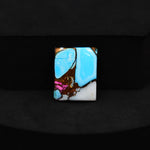 Natural Cotton Candy Turquoise 17x13x3mm Rectangle Cabochon 9ct - Blue, White & Pink Composite - Pedra Gems