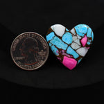 Natural Cotton Candy Turquoise 30x31x4mm Heart Cabochon 25ct - Blue, White & Pink Composite - Pedra Gems
