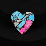Natural Cotton Candy Turquoise 30x31x4mm Heart Cabochon 25ct - Blue, White & Pink Composite - Pedra Gems